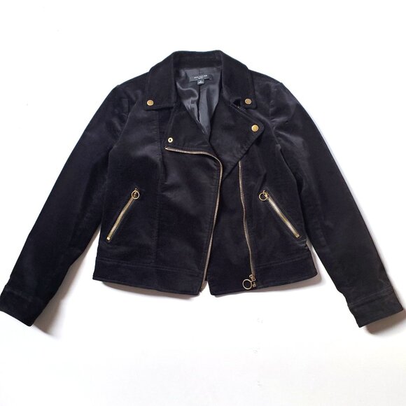 Ann Taylor Velvet Moto Jacket Black 6P - Picture 6 of 8
